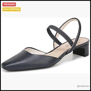 Faux Leather Kitten Heel Pumps with Stretch Strap